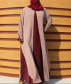 Thunai Abaya- Dusty Rosewood & Wine Red